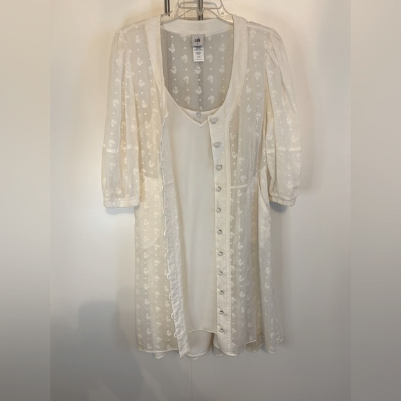 Cabi Midsummer Dress #5943 Elegant White Dress with slip. 2 in 1 - Picture 5 of 9